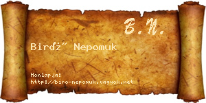 Biró Nepomuk névjegykártya